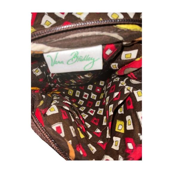 Vera Bradley Puccini Crossbody Bag Purse Hipster Zipper Strap Red Brown Yellow - Picture 4 of 4